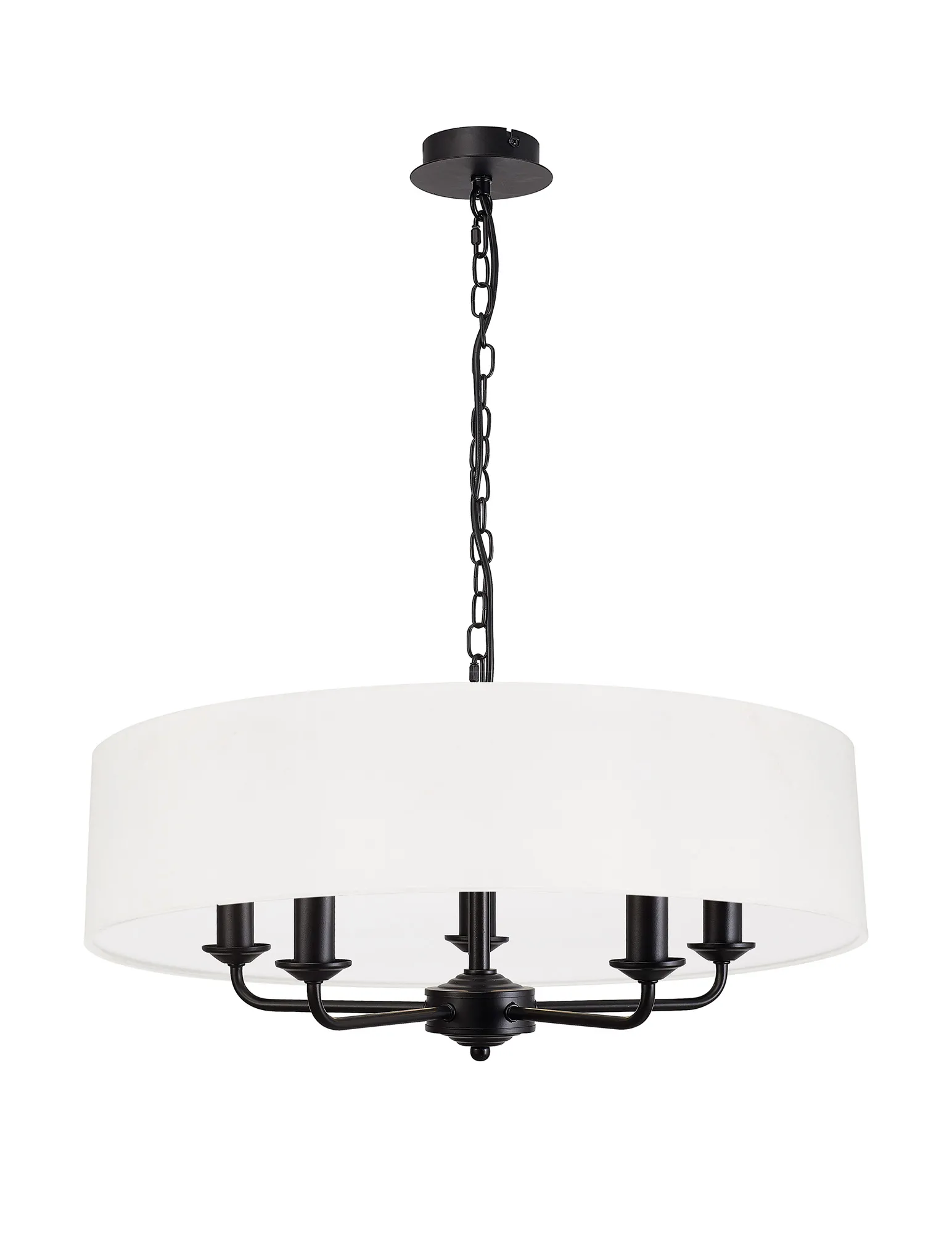 Banyan 60cm 5 Light Pendant Matt Black, White DK1008  Deco Banyan MB WH